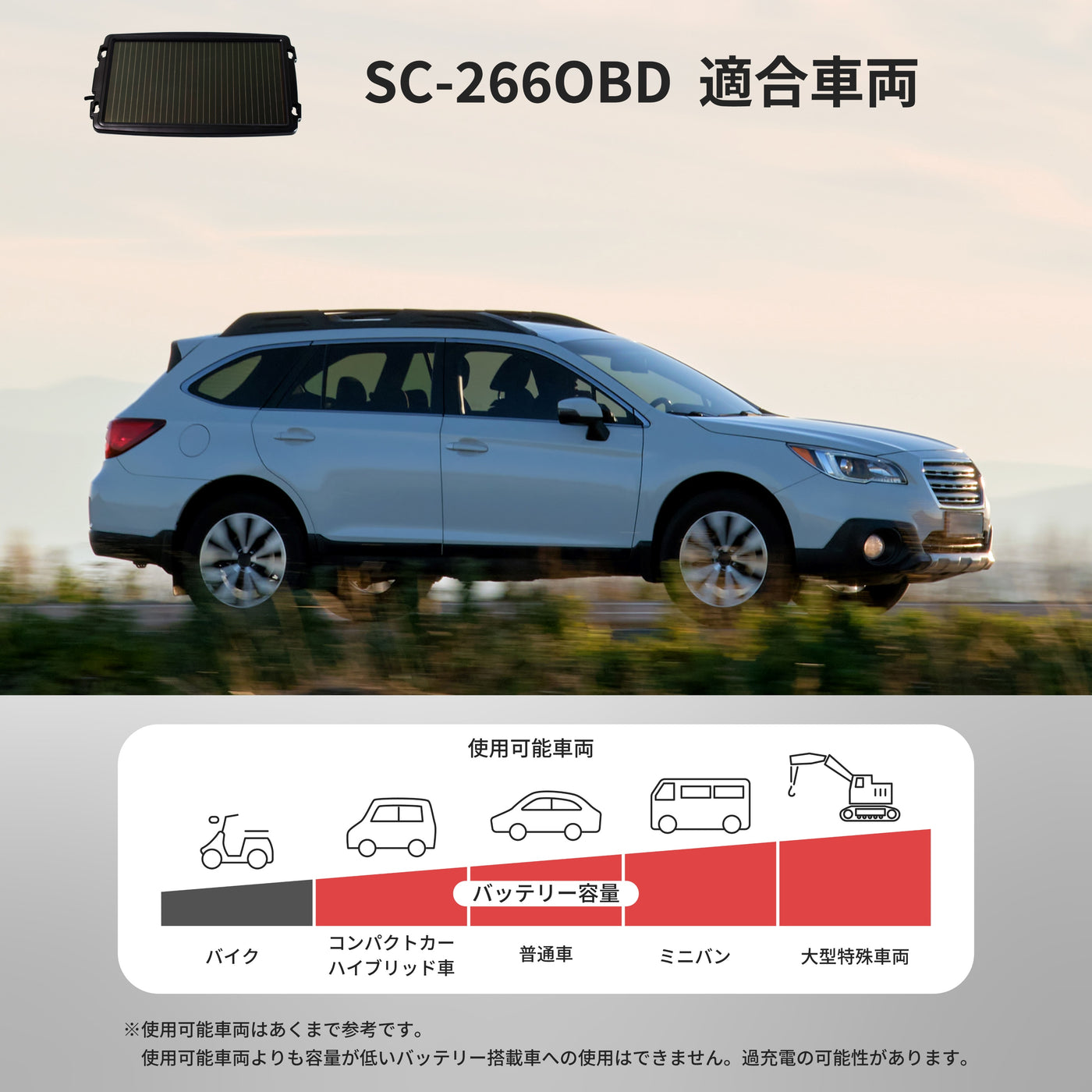 266mA OBDII対応ソーラーバッテリーチャージャー SC-266OBD