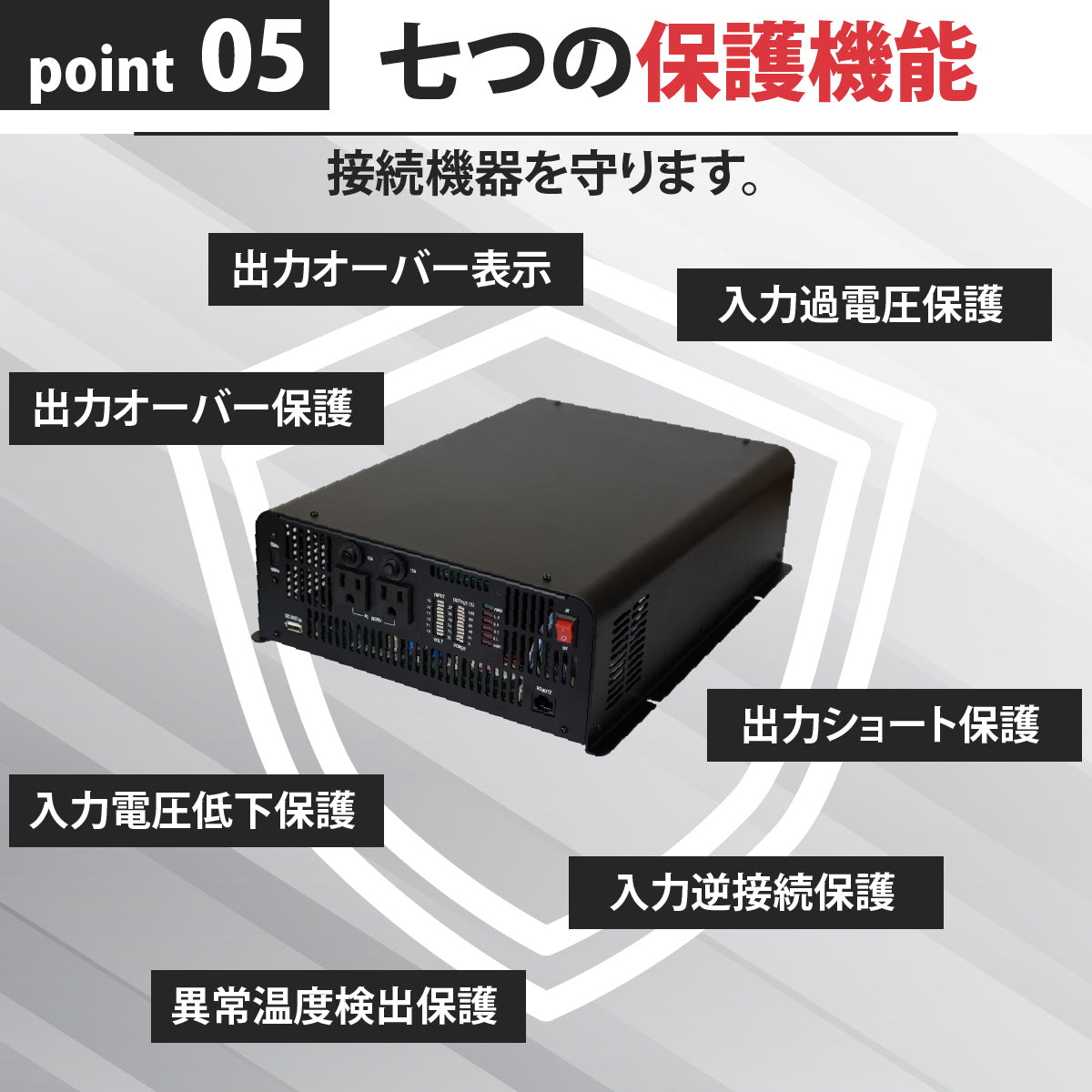 2500W 正弦波インバーター JSW2500TR