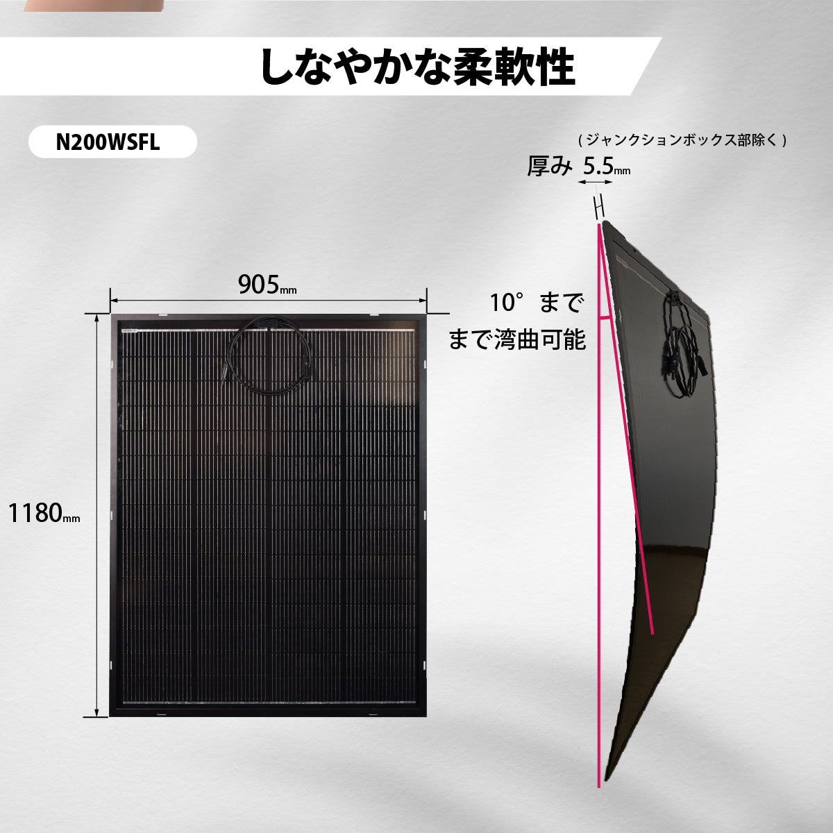 200W ベンダブルソーラーパネル N200WSFL