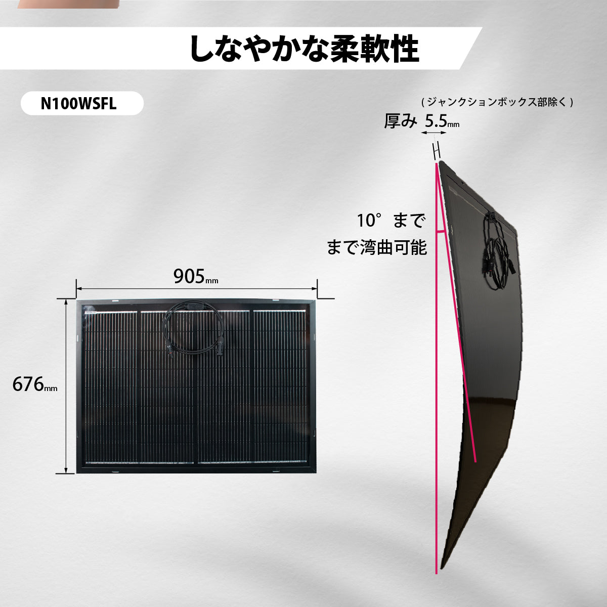 100W ベンダブルソーラーパネル N100WSFL